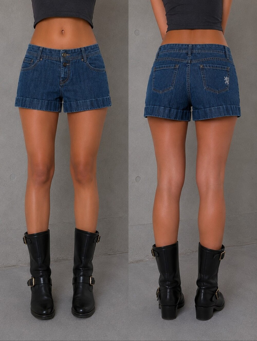 👖🦁✨ Express Y2K Low Rise Cuffed Denim Shorts Women's Blue Jean Shorts Size 6